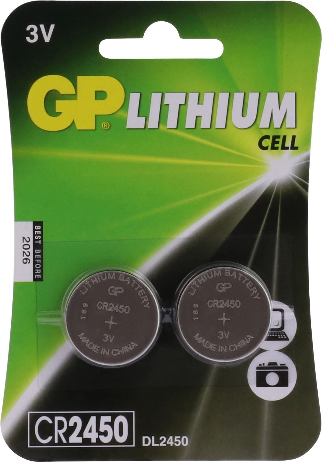 GP CR2450 Lithium knoopcel 3V (2 stuks)