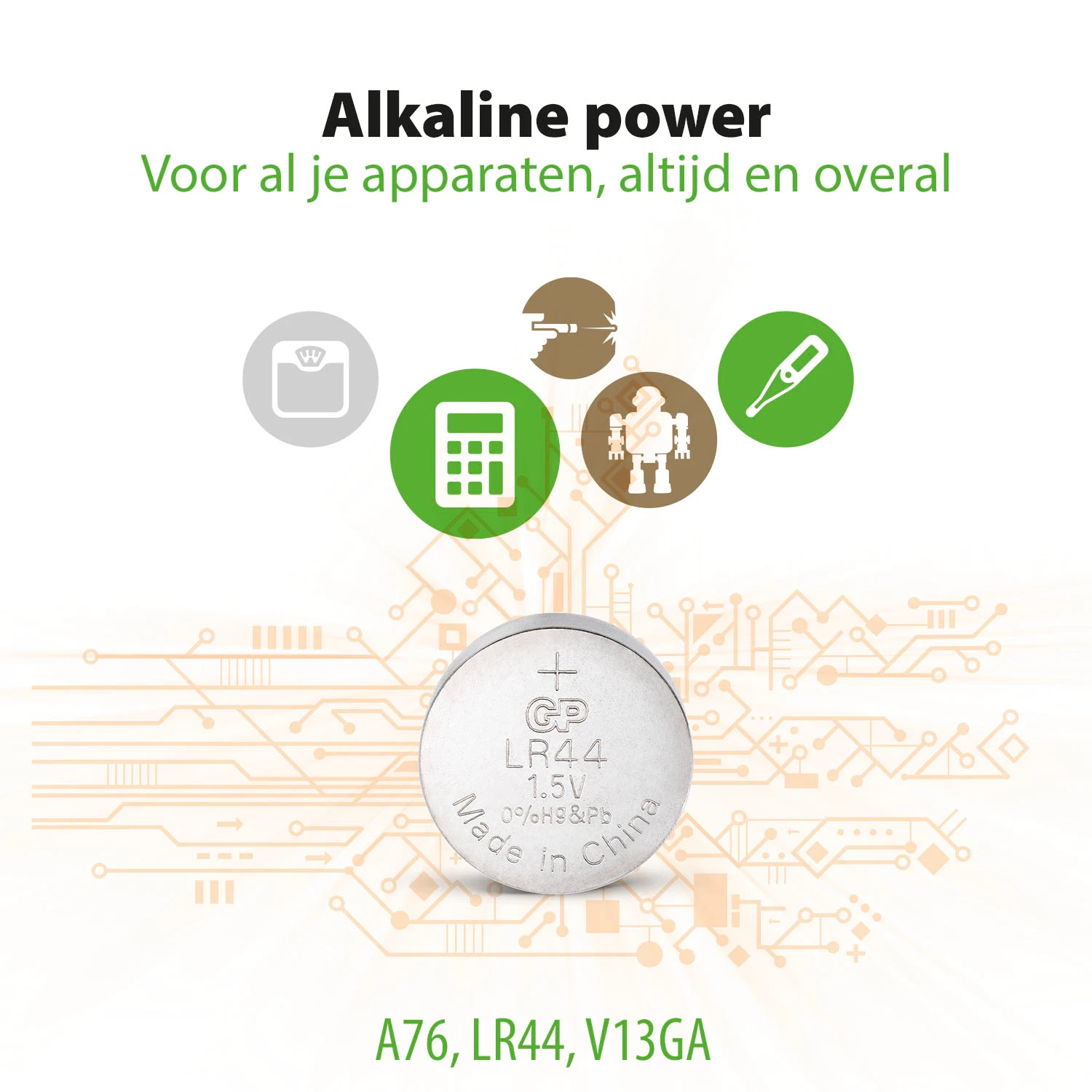 GP 76A Alkaline knoopcel 1,5V (4 stuks)