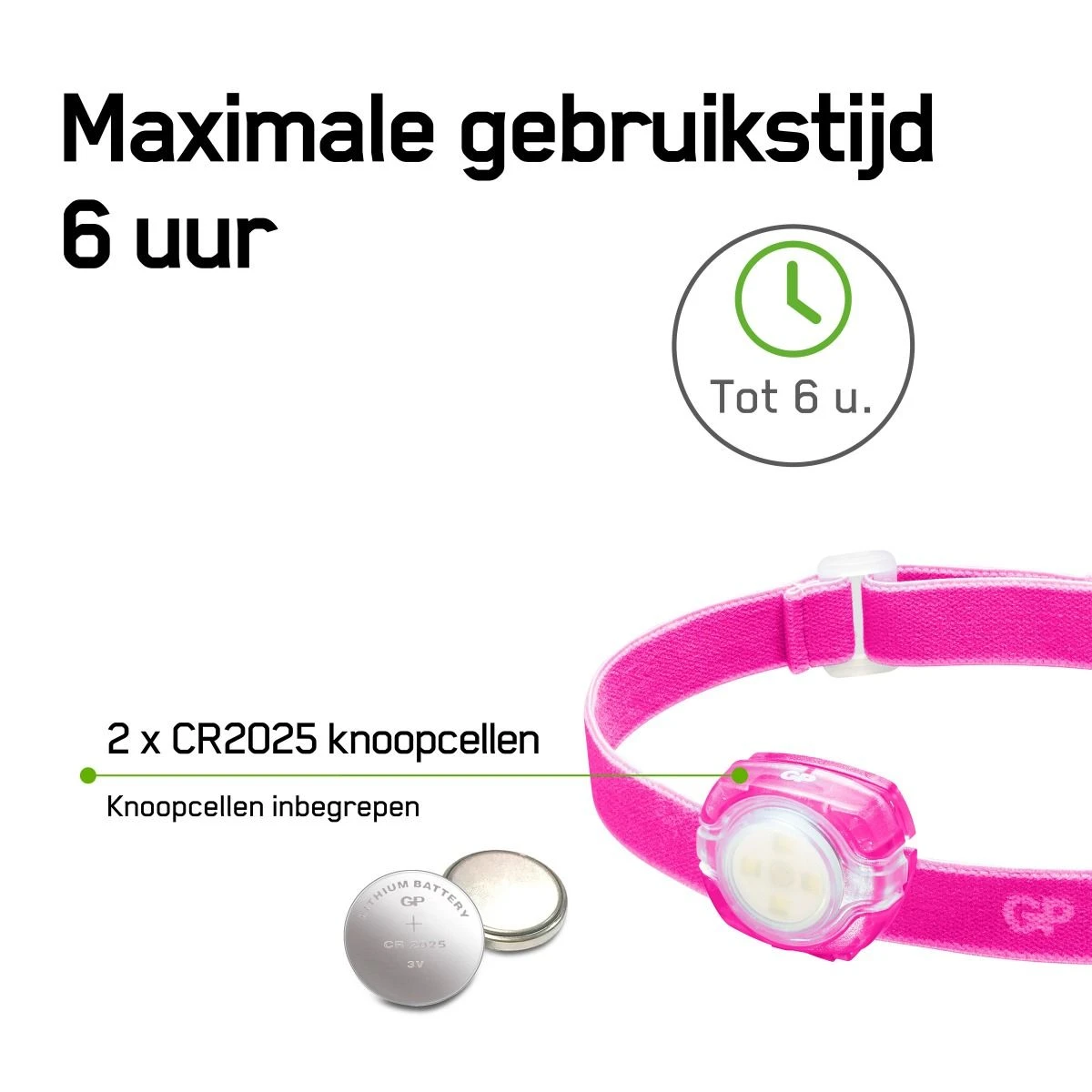 GP Hoofdlamp CH31002 40 lumen roze