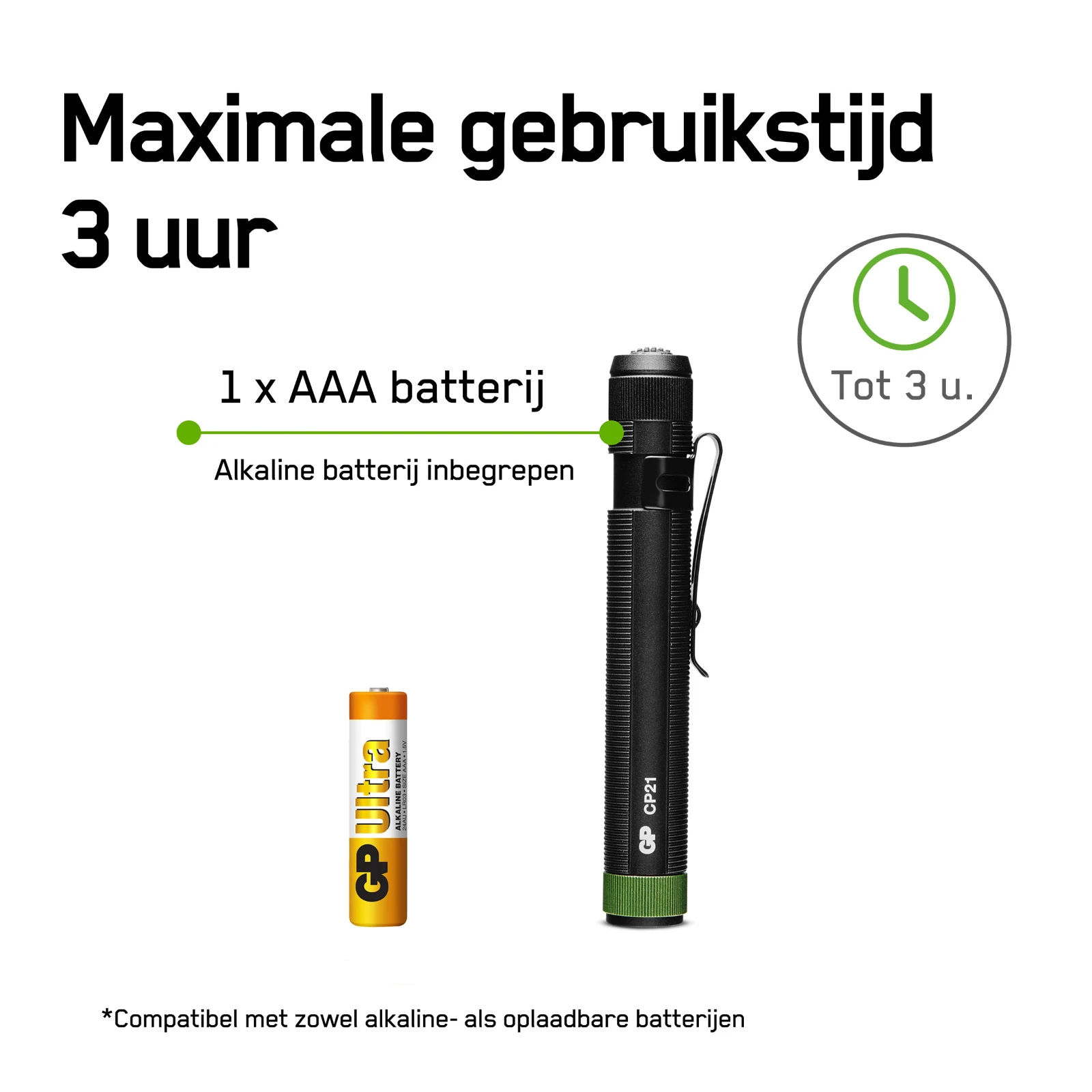 GP Zaklamp CP21 20 lumen (1x AAA)