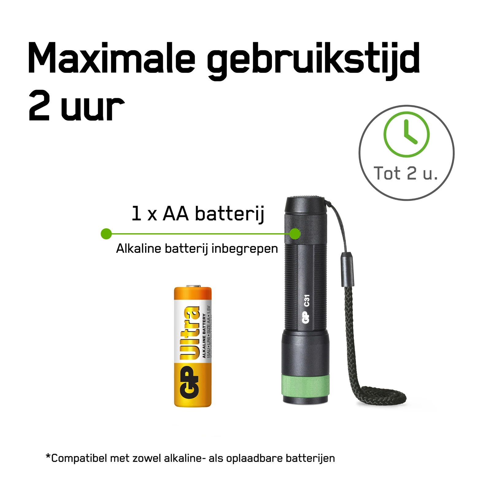 GP Zaklamp C31X 100lumen 1XAA
