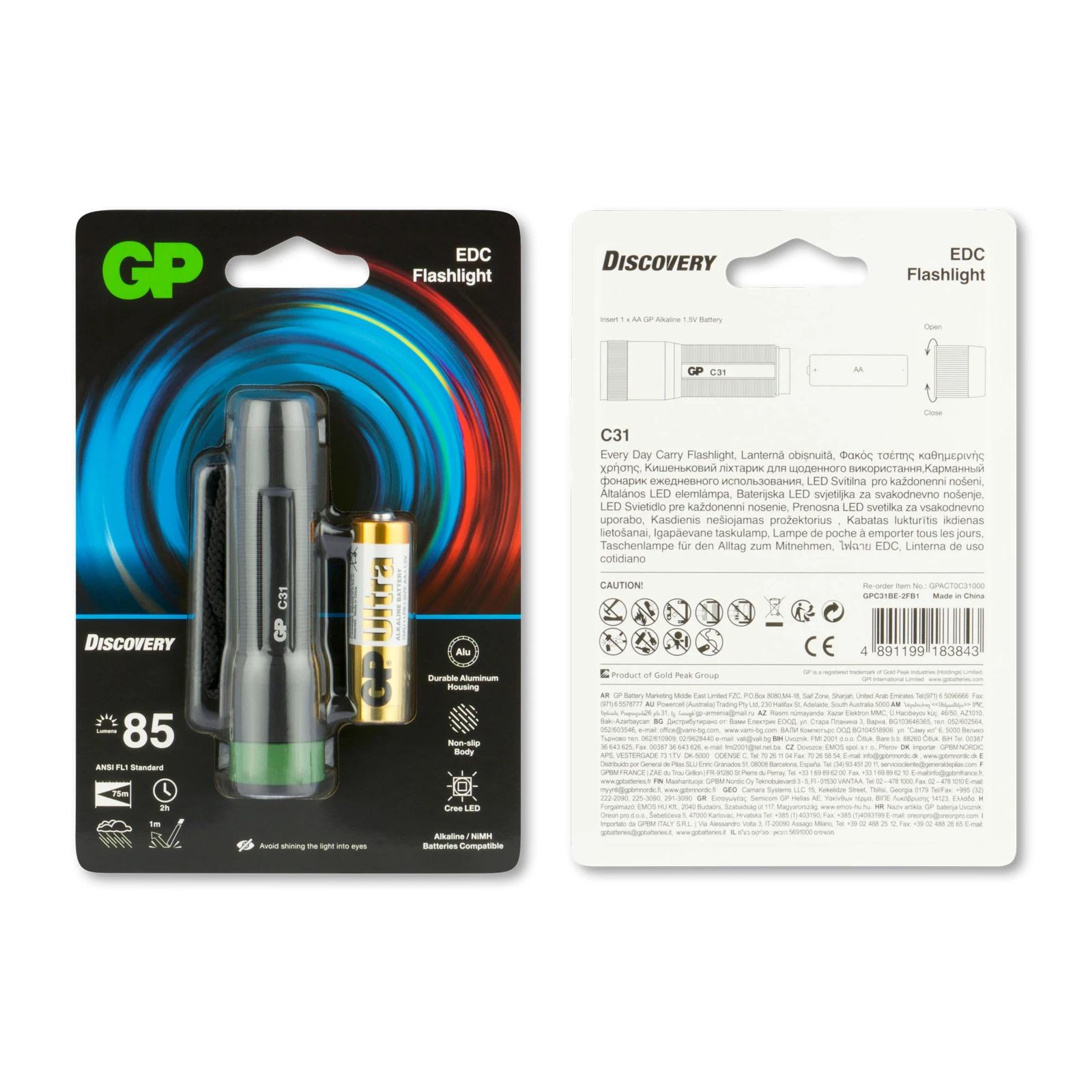 GP Zaklamp C31X 100lumen 1XAA