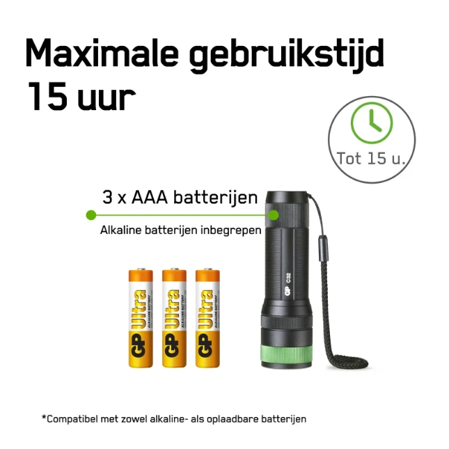 GP Zaklamp C32 300 lumen (3x AAA)