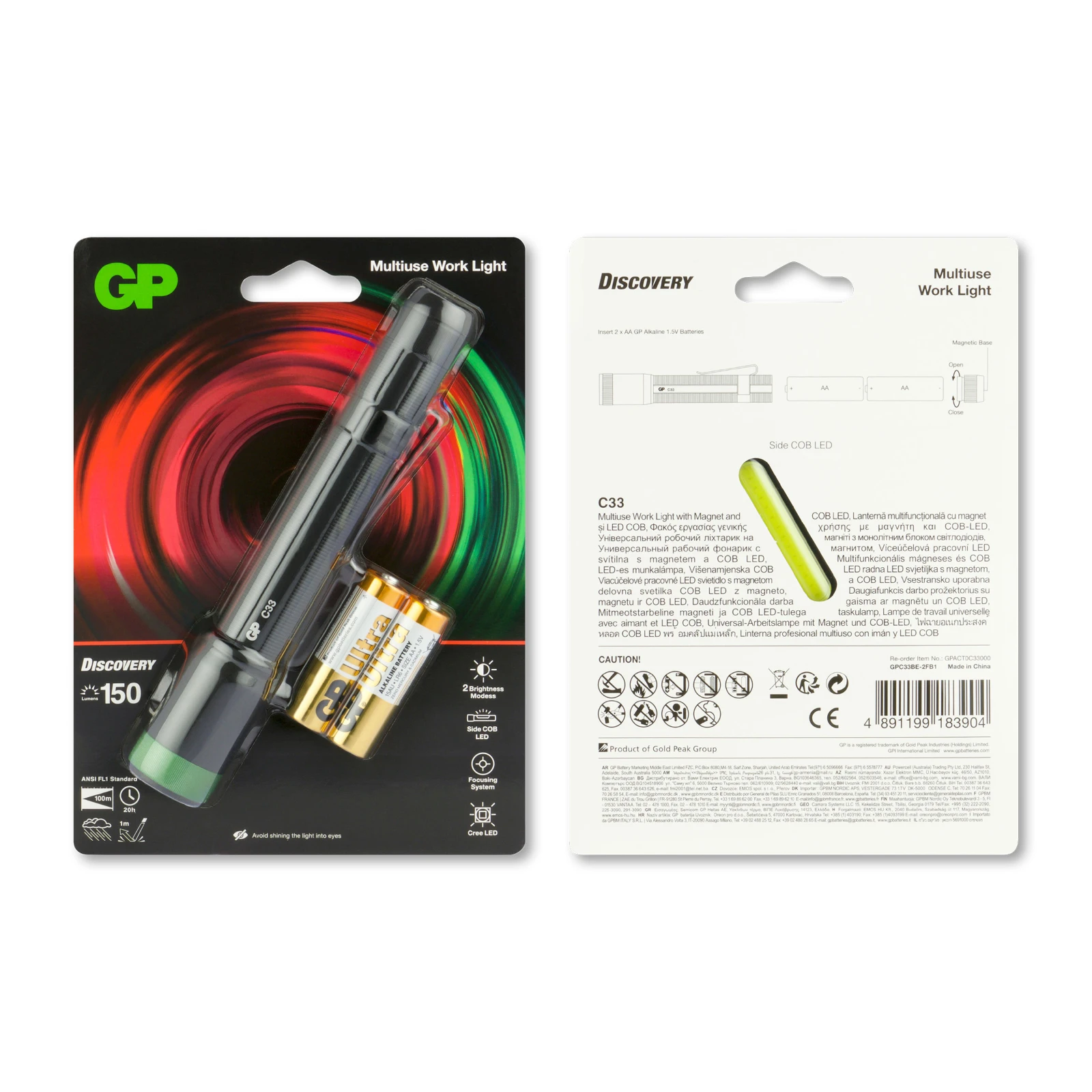 GP Zaklamp C33 150 lumen (2x AA)
