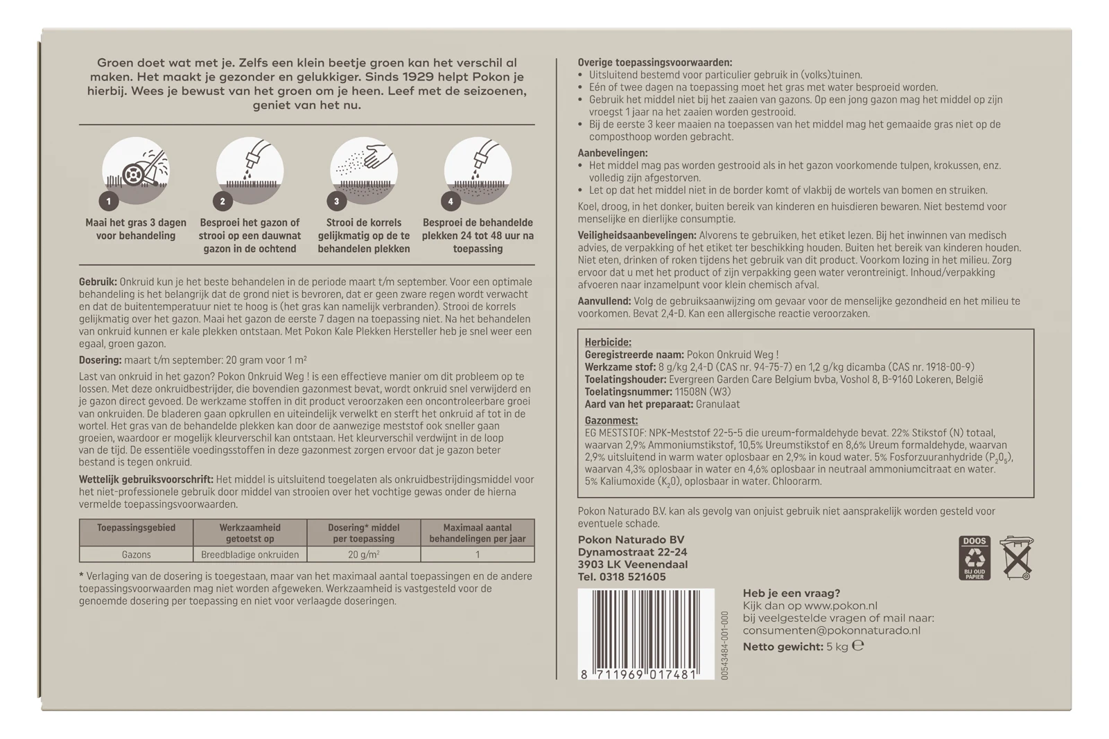 Pokon Onkruid Weg 250 m² 5000 gram (2-in-1)