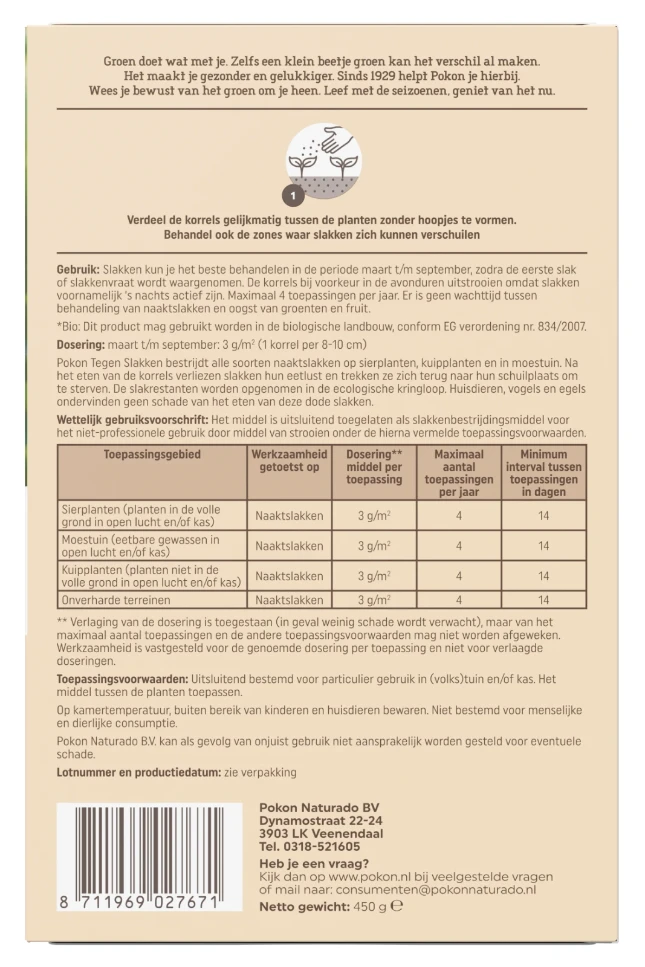 Pokon Bio Tegen Slakken korrels 450 gram