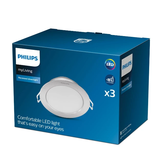 Philips LED-inbouwspot Diamond Cut DL251 zilver (3 stuks)