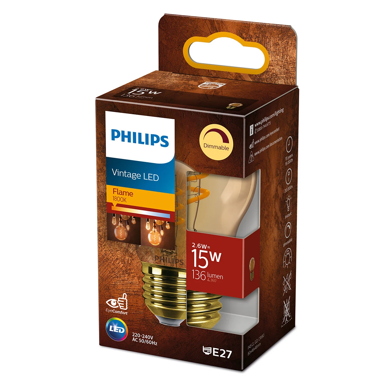 Philips Vintage LED Filament 15W E27 P45 GOLD SP D SRT4