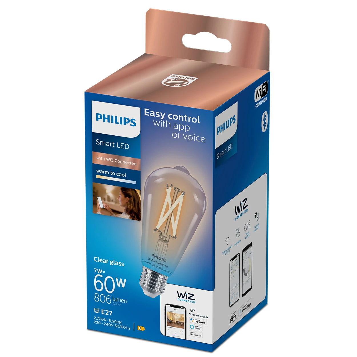 Philips Smart LED 60W ST64 E27 927-65 CL 1PF/6 WiZ Connected