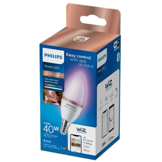 Philips Smart LED 40W C37 E14 922-65 RGB 1PF/6 WiZ Connected
