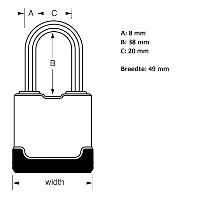 MasterLock Hangslot, Excell 3x48mm, O8mm, zw
