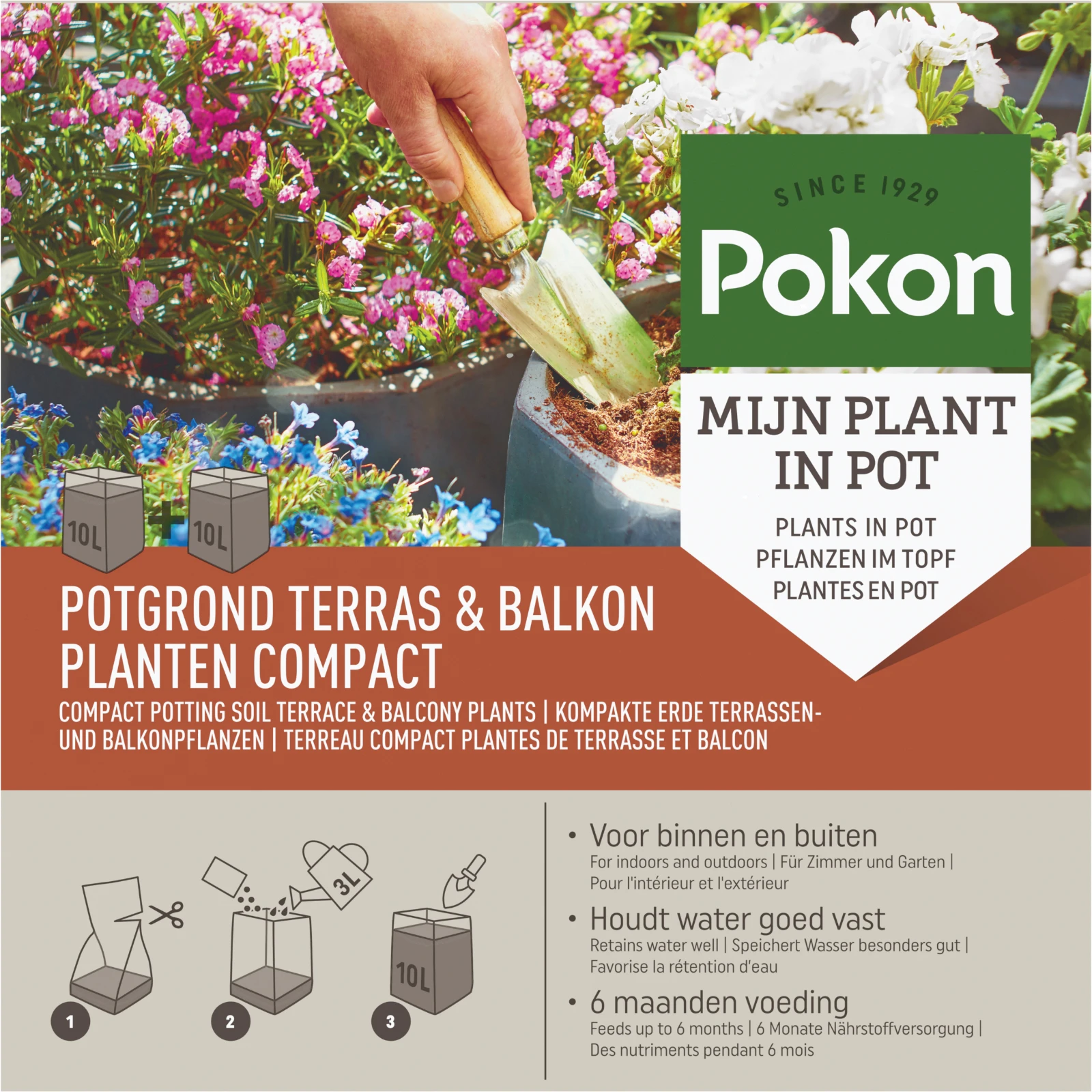 Pokon Terras & Balkon Planten Kokos Potgrond Compact 20L