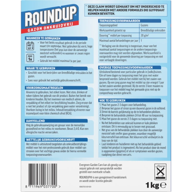 ROUNDUP Gazon Onkruidvrij 1kg 50m²