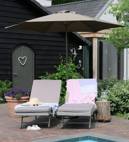 Parasol Luxe 6-ribs 300cm taupe
