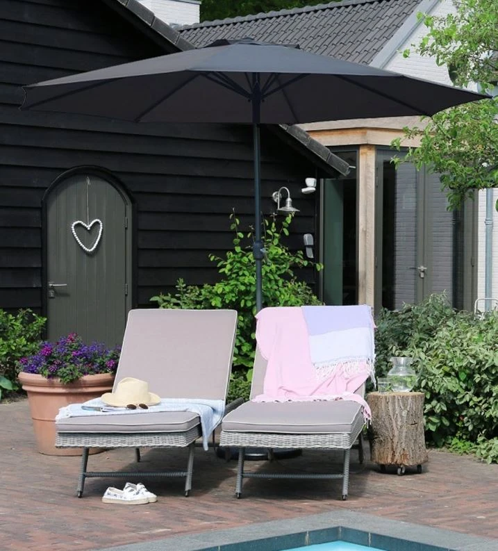 Parasol Luxe 8-ribs 300cm antraciet