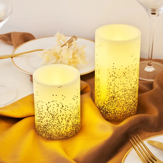 Pauleen LED-kaarsen Wax Golden Glitter - 2 stuks