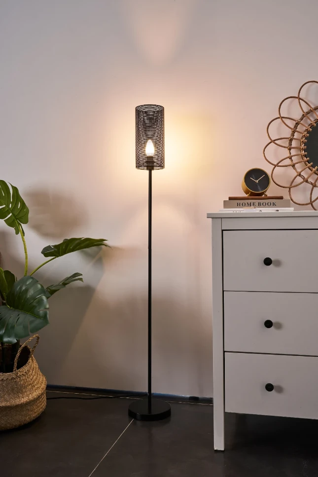 Pauleen Staande Lamp Black Mesh - Zwart