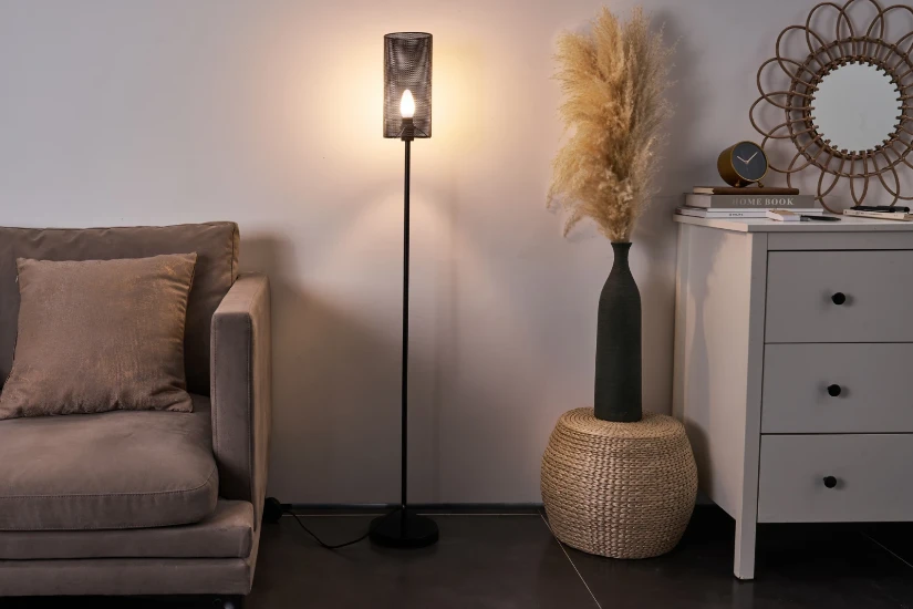 Pauleen Staande Lamp Black Mesh - Zwart