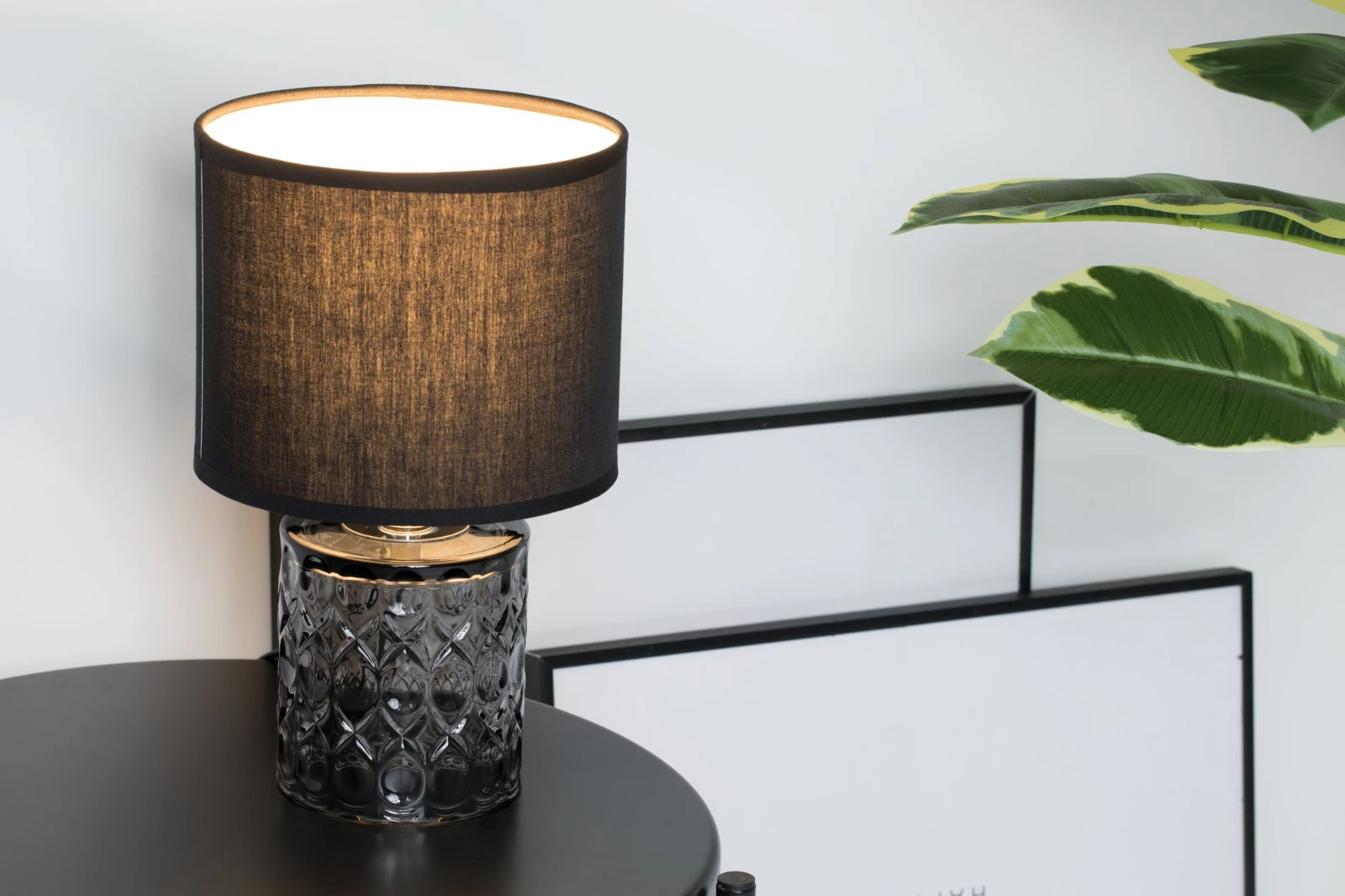 Pauleen Crystal Glow Tafellamp black-grey glas.