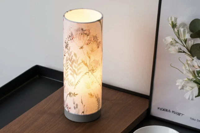 Pauleen Tafellamp beige-grey fabric-metal.