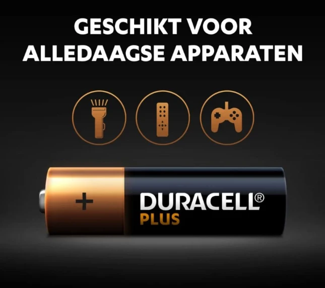Duracell Plus Alkaline AA-batterijen (8 stuks)