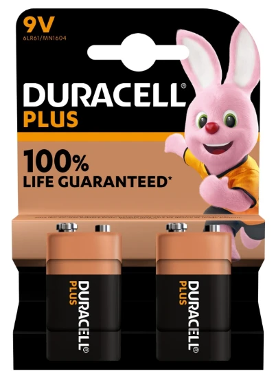 Duracell Plus Alkaline 9V batterijen (2 stuks)