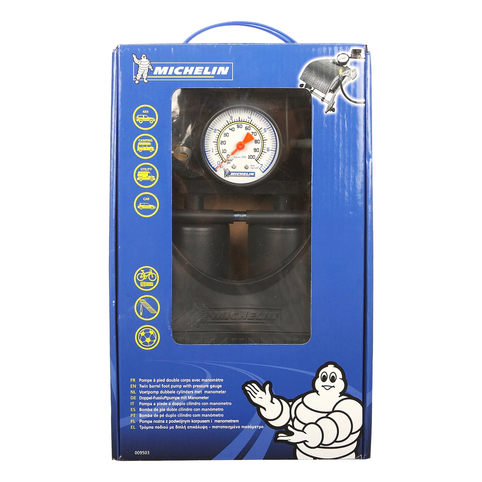 Michelin Voetpomp Dubbele Cilinder - Met Manometer - 7 bar