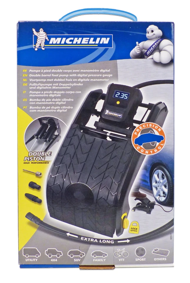 Michelin Dubbele Voetpomp met Digitale Drukmeter - 7 bar