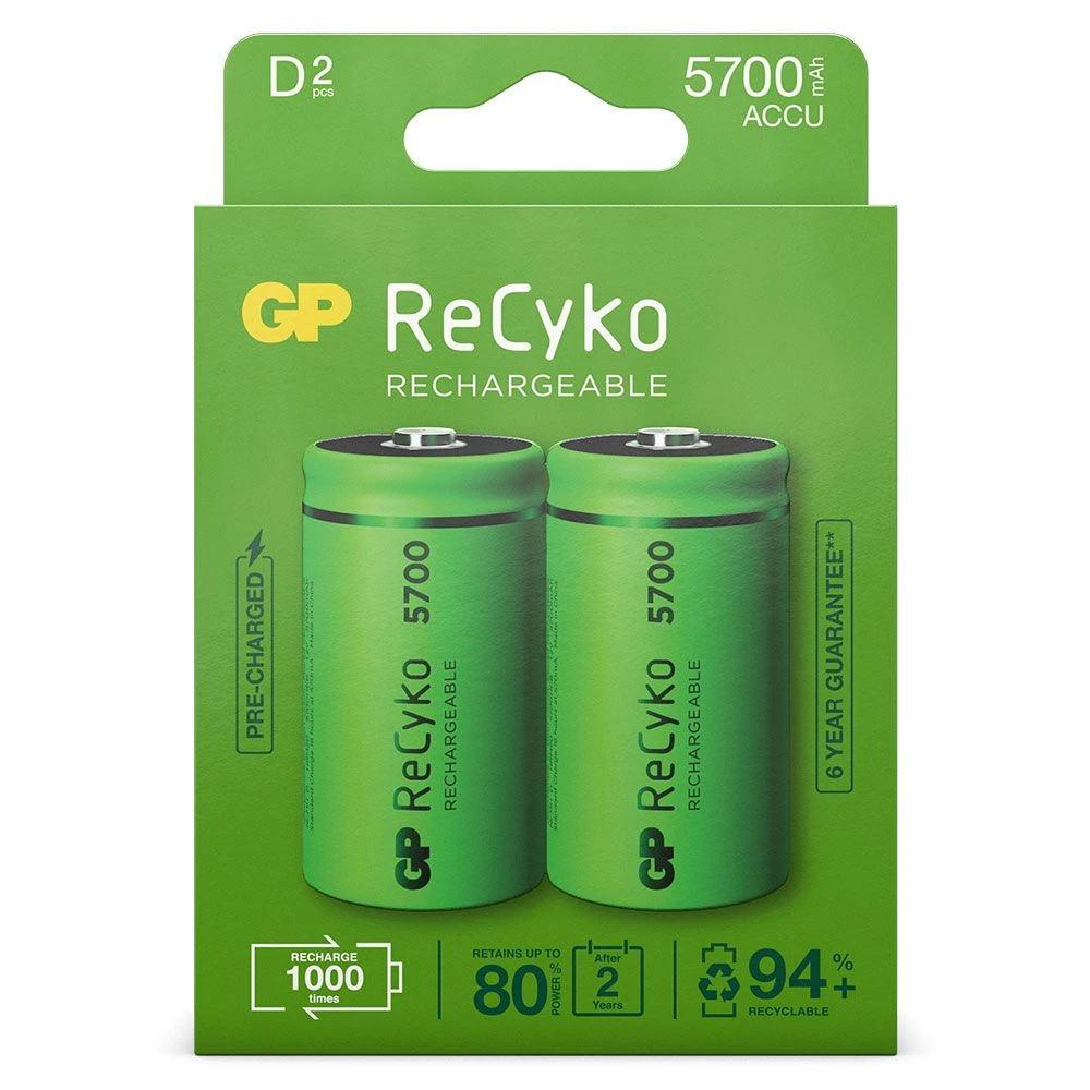 GP Oplaadbare D batterijen 5700mAh ReCyko (2 stuks)