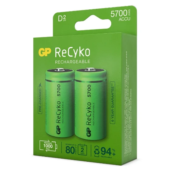 GP Oplaadbare D batterijen 5700mAh ReCyko (2 stuks)
