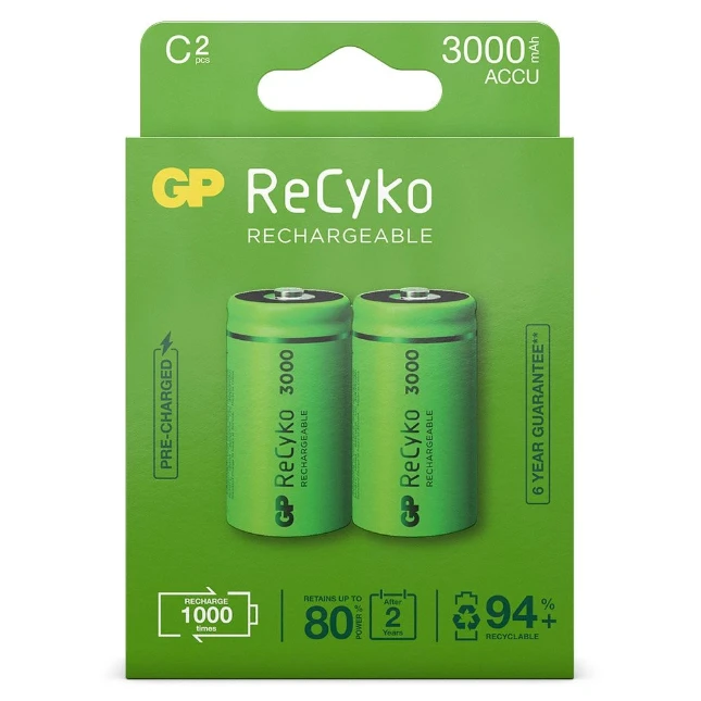 GP Oplaadbare C batterijen 3000mAh ReCyko (2 stuks)