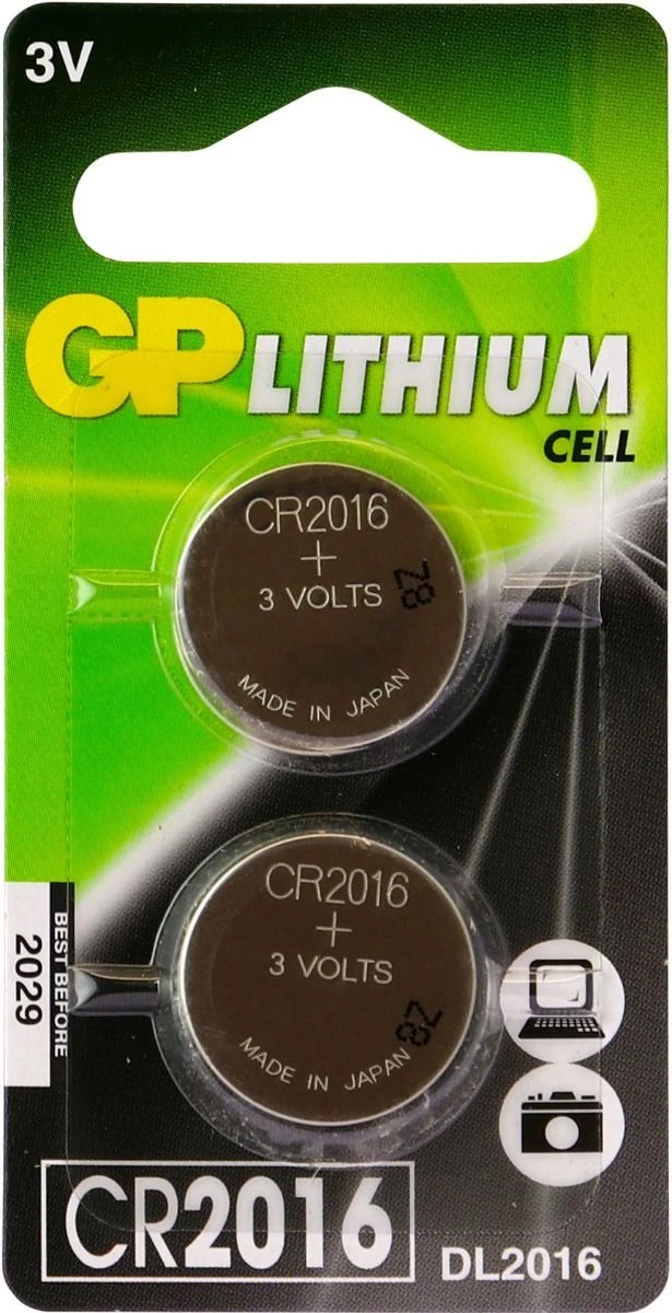GP CR2016 Lithium knoopcel 3V (2 stuks)