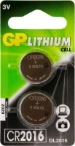 GP CR2016 Lithium knoopcel 3V (2 stuks)