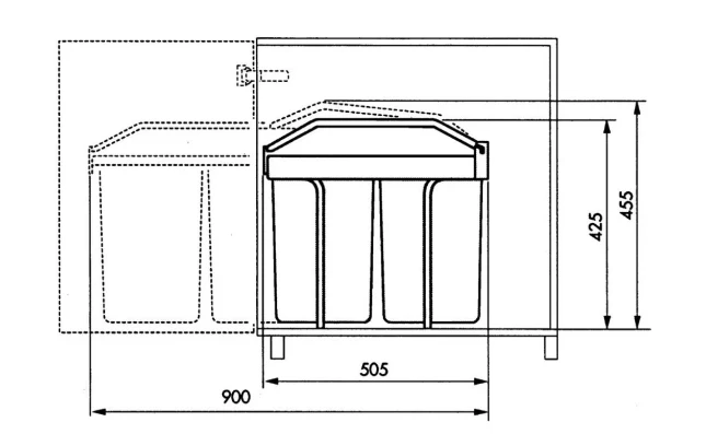 Hailo Afvalscheidingssysteem Multi-Box duo L inbouw
