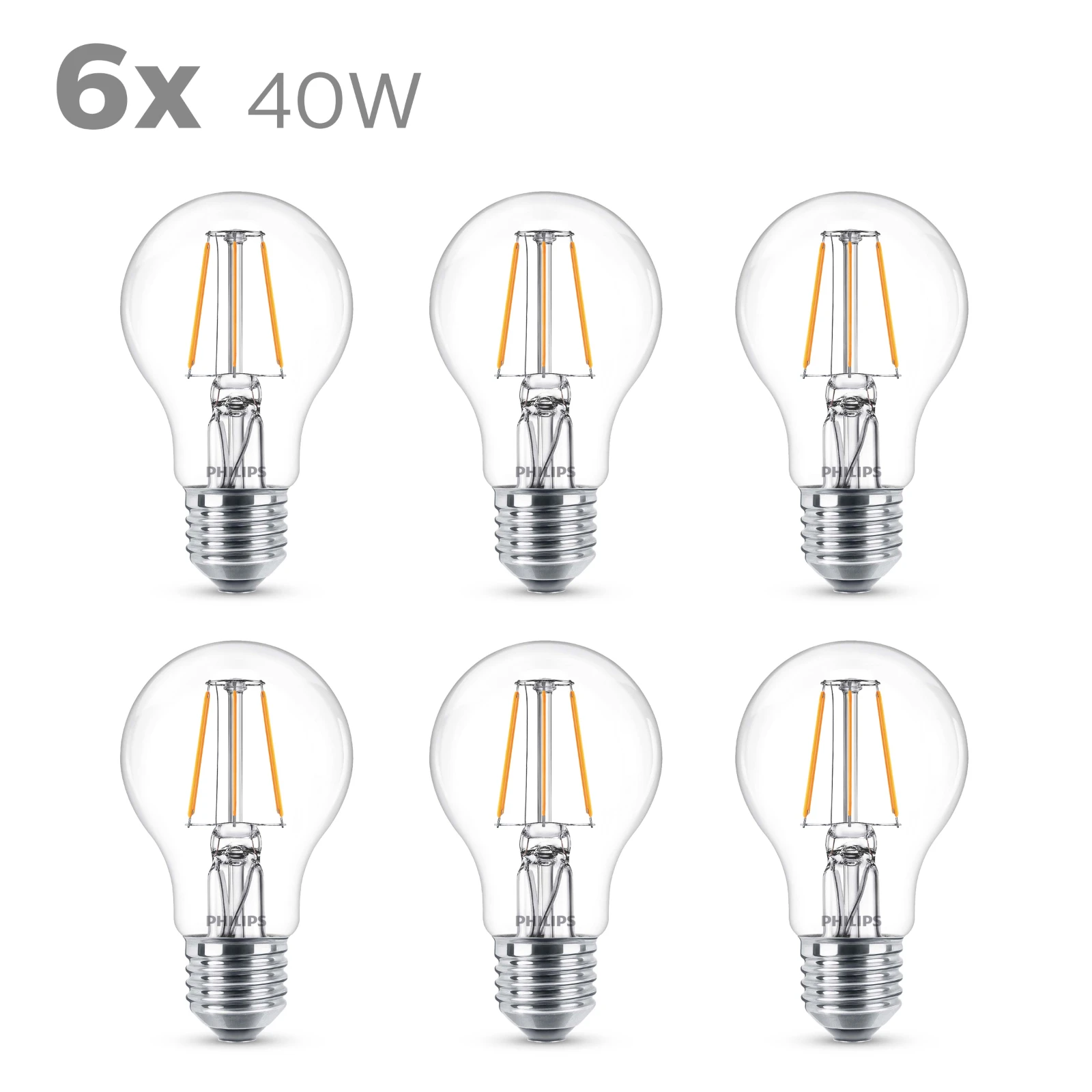 Philips LED Filament Classic 40W E27 A60 WW CL ND 6CT-4 (6 stuks)