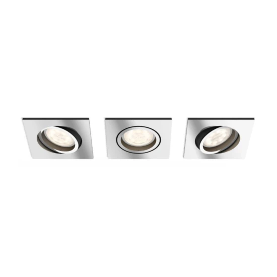 Philips LED-inbouwspot Shellbark vierkant 4.5W chroom (3 stuks)