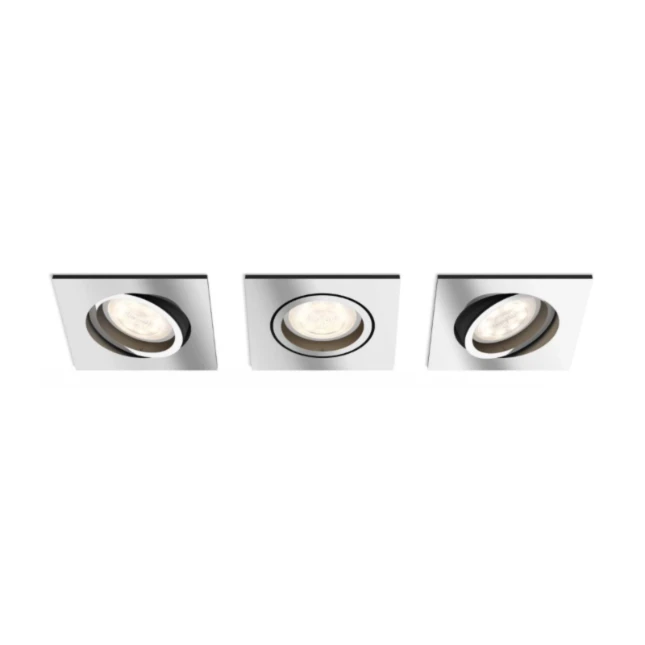 Philips LED-inbouwspot Shellbark vierkant 4.5W chroom (3 stuks)