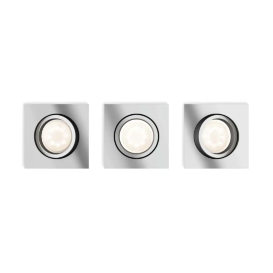 Philips LED-inbouwspot Shellbark vierkant 4.5W chroom (3 stuks)