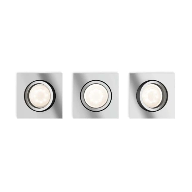 Philips LED-inbouwspot Shellbark vierkant 4.5W chroom (3 stuks)