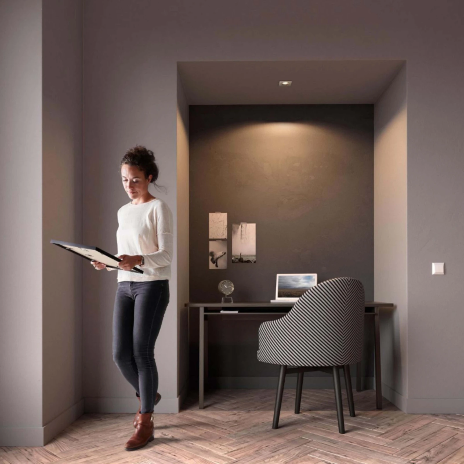 Philips LED-inbouwspot Donegal vierkant 5.5W chroom