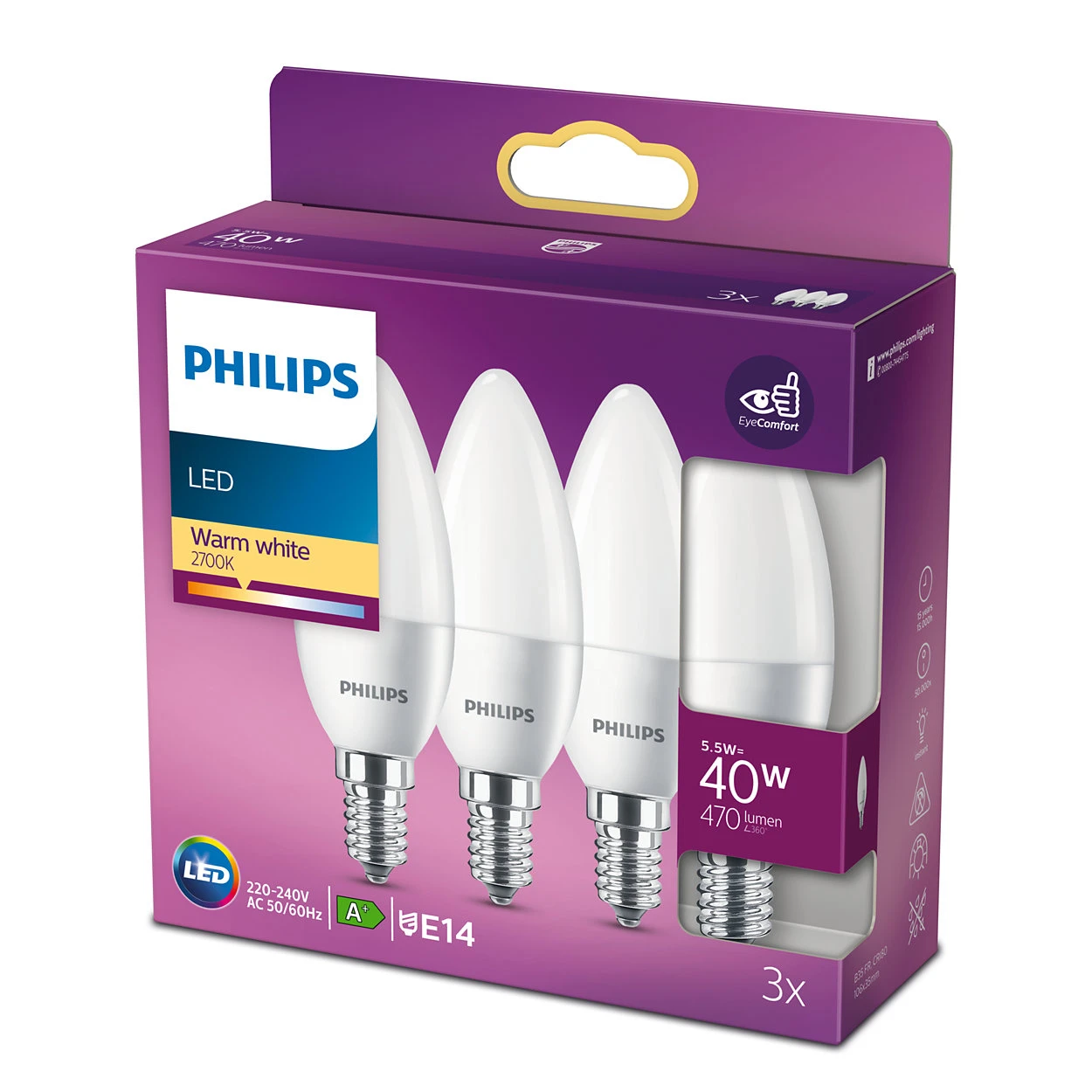 Philips LED Kaarslamp Classic 40W B35 FR E14 3PF-6