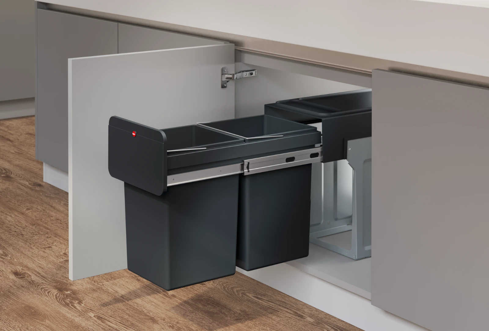 Hailo inbouwemmer eco-line duo L 2x14L - staal
