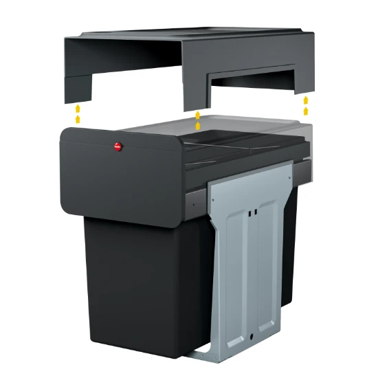 Hailo inbouwemmer eco-line duo L 2x14L - staal