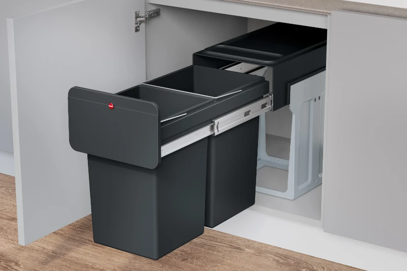 Hailo inbouwemmer eco-line duo L 2x14L - staal