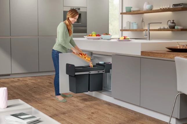 Hailo inbouwemmer eco-line duo L 2x14L - staal