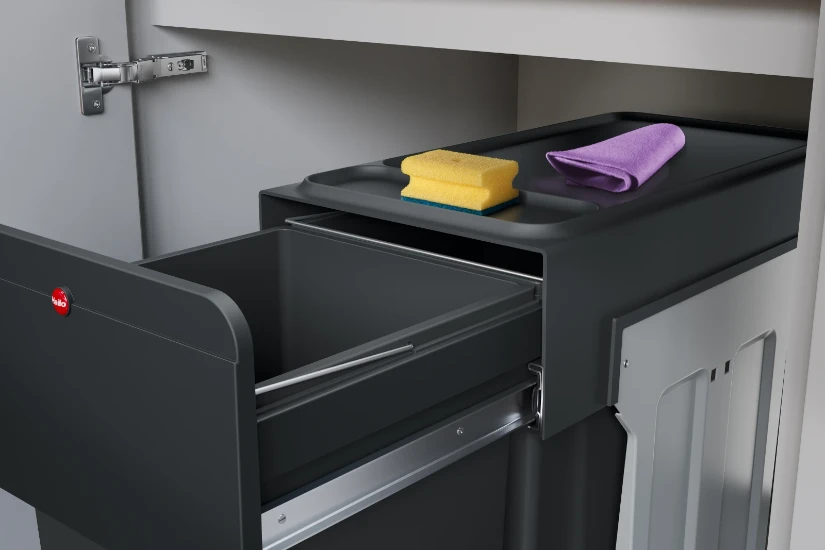 Hailo inbouwemmer eco-line duo L 2x14L - staal