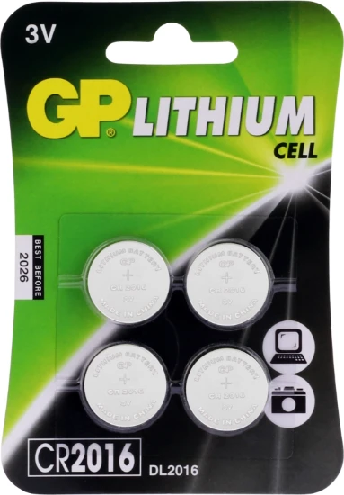 GP CR2016 Lithium knoopcel 3V (4 stuks)
