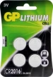 GP CR2016 Lithium knoopcel 3V (4 stuks)