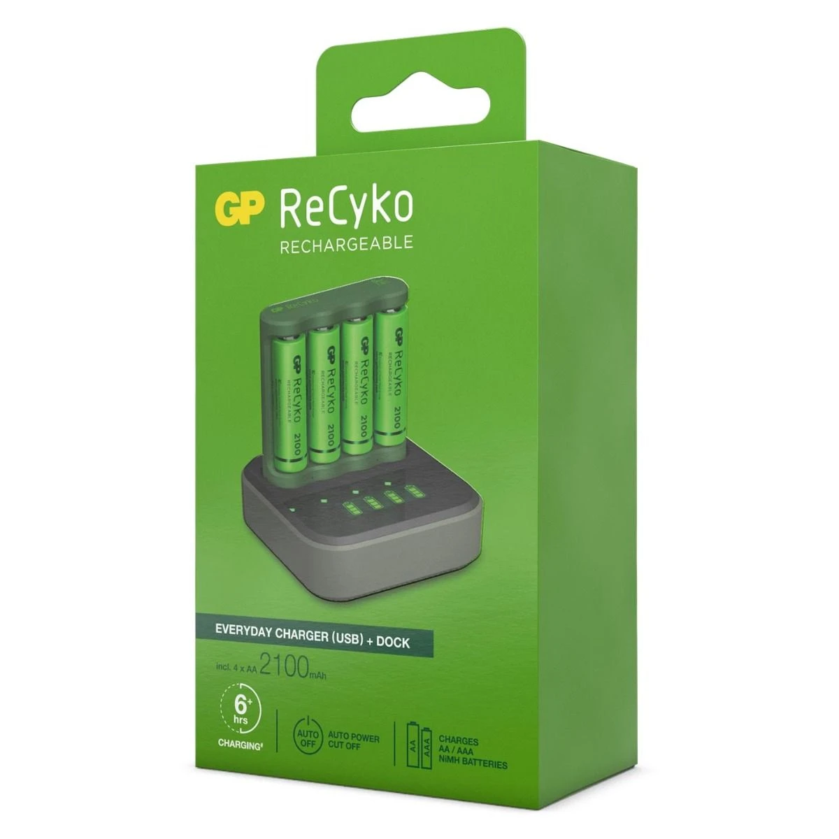 GP USB batterijlader ReCyko 4x AA 2100 mAh + docking station
