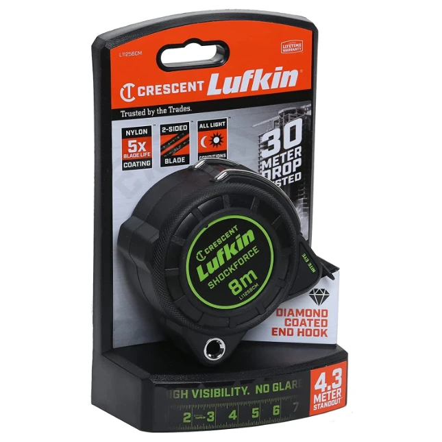 Lufkin Rolmaat Shockforce Nighteye 30mm x 8m - cm/zwart